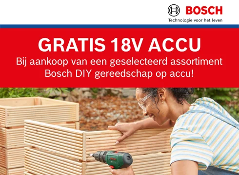 Gratis accu bij aankoop van Bosch tuingereeschap | Praxis