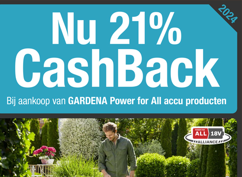 Gardena 21% cashback power for all accu producten | Praxis