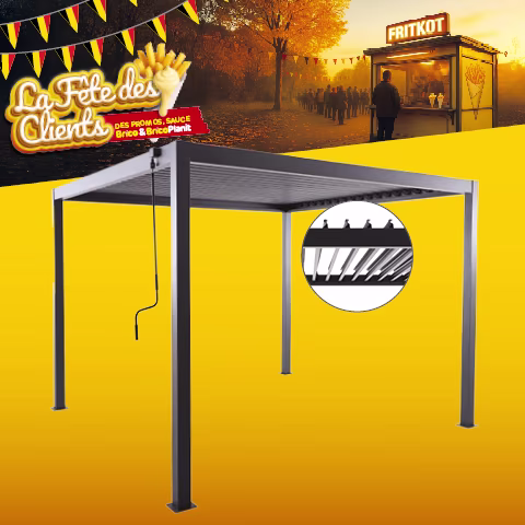 Promo Brico pergola autoportante Essenza avec lames orientables