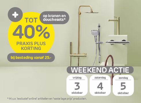 Weekendactie korting op kranen en douchesets