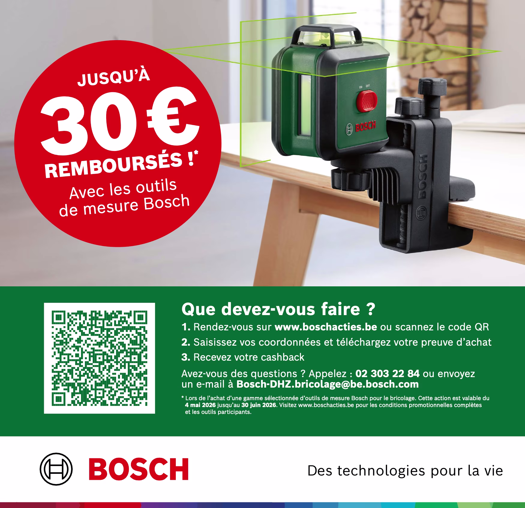 Cashback Bosch. Jusqu'à 30€ remboursés avec les outils de mesure Bosch