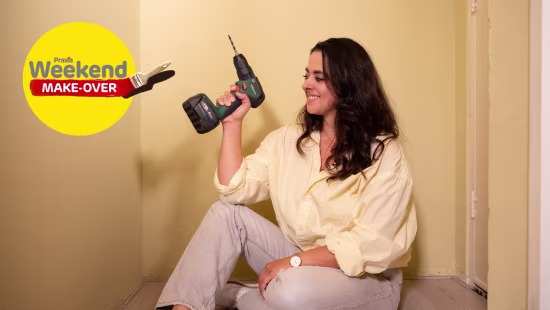 Souraya met een boor in haar hand