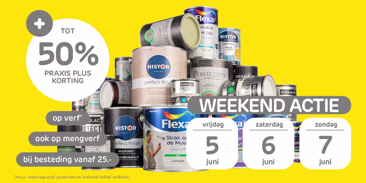 Weekend actie op verf
