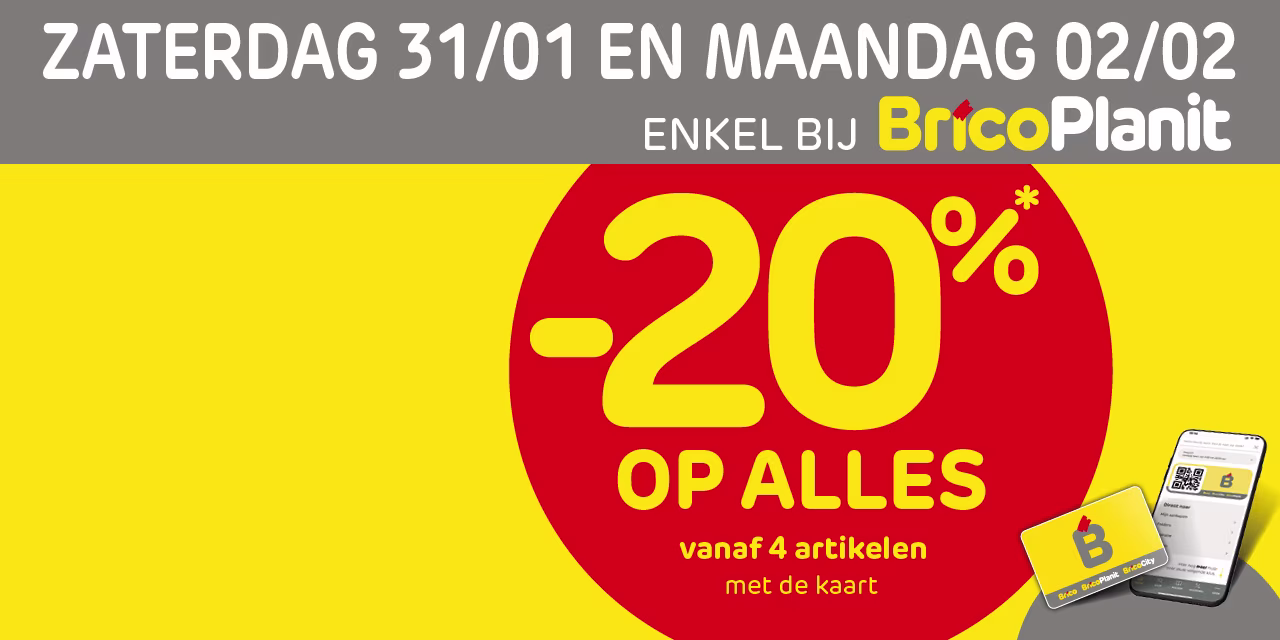 Big weekend - 20% all - homepage. nl-BE. Promos Brico