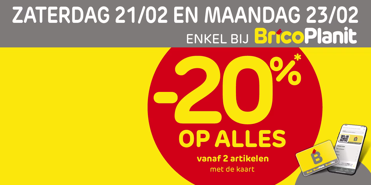 Big weekend - 20% all - homepage. nl-BE. Promos Brico