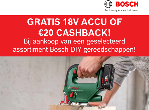 Bosch gratis batterij of 20 euro cashback bij DIY gereedschap | Praxis