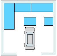 Opslagruimte achterin garage | Espace de rangement à l'arrière du garage