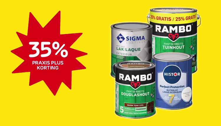 Korting op Rambo, Sigma en Histor buitenbeits en -lak Korting op Rambo, Sigma en Histor buitenbeits en -lak
