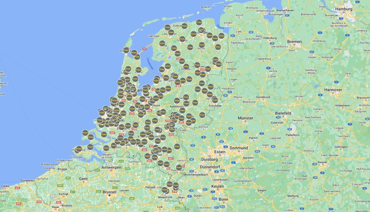 kaart Praxis locaties in Nederland