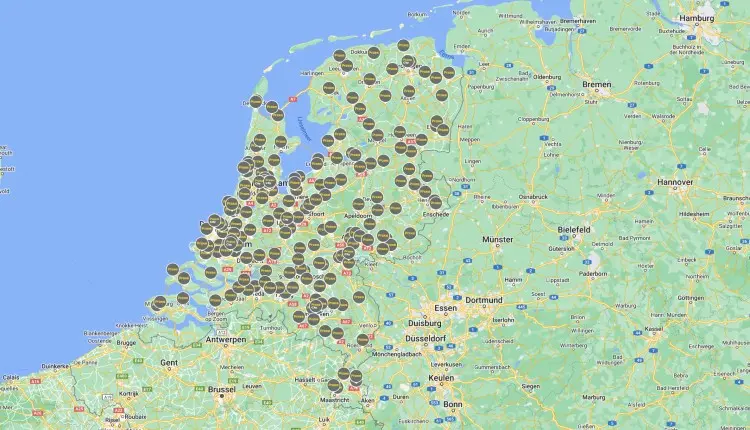 kaart Praxis locaties in Nederland