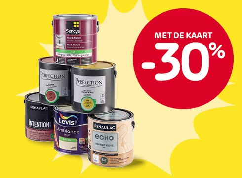 -30% korting op alle binnenmuurverf, vanaf 2 artikelen naar keuze