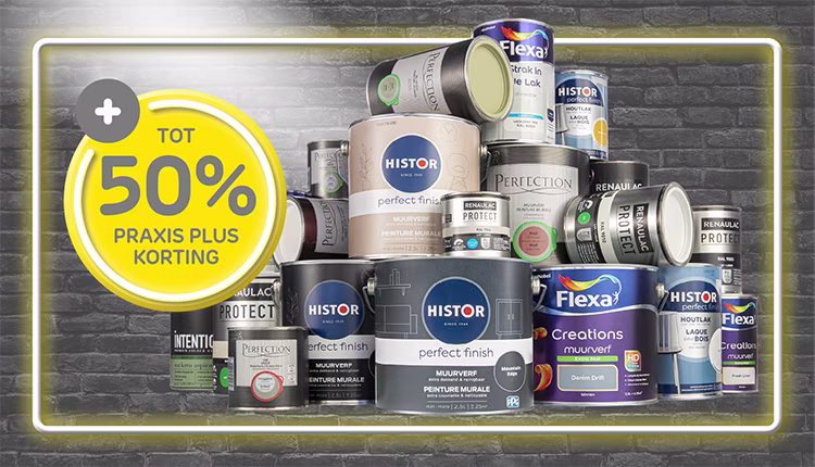 Tot 50% KORTING op verf. bij besteding vanaf 25,-