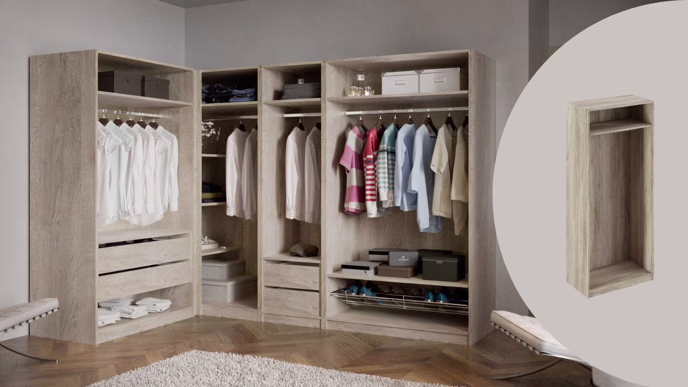 Een slaapkamer met een kast en een stoel | Une chambre avec un placard et une chaise