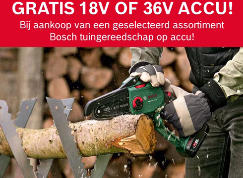 Gratis accu bij aankoop van Bosch tuingereeschap | Praxis