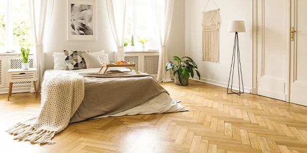 slaapkamer met vloer van parket | chambre à coucher avec parquet |