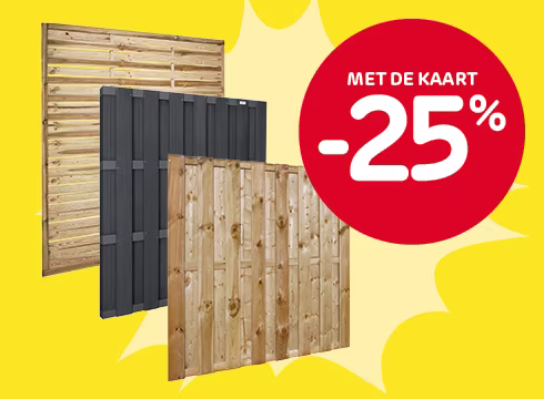 -25% korting op alle tuinschermen en -hekken, vanaf 2 artikelen naar keuze