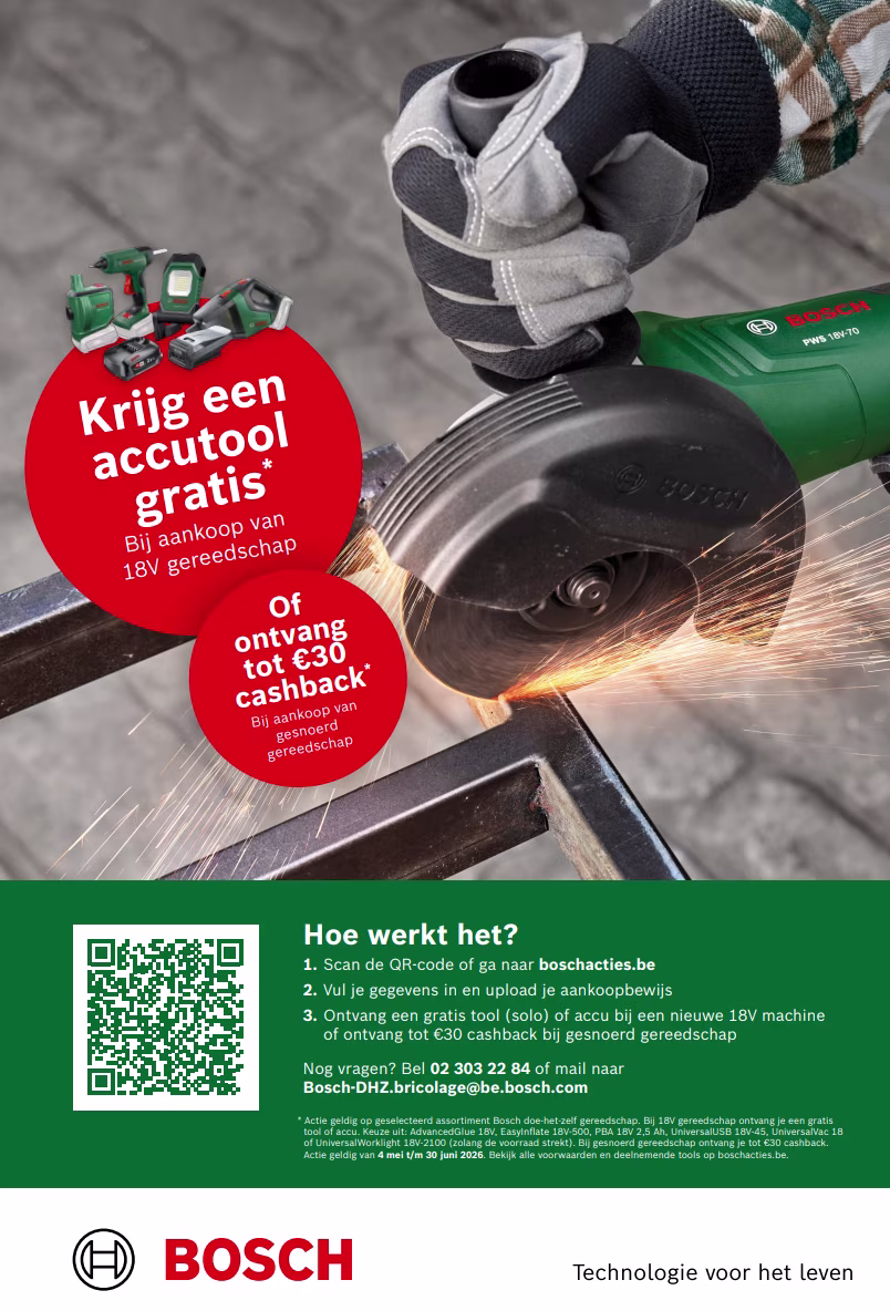 Cashback Bosch. Krijg een accutool gratis of ontvang tot €30 cashback