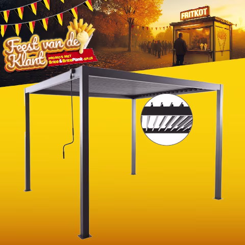 Brico promo vrijstaande pergola Essenza met lamellen