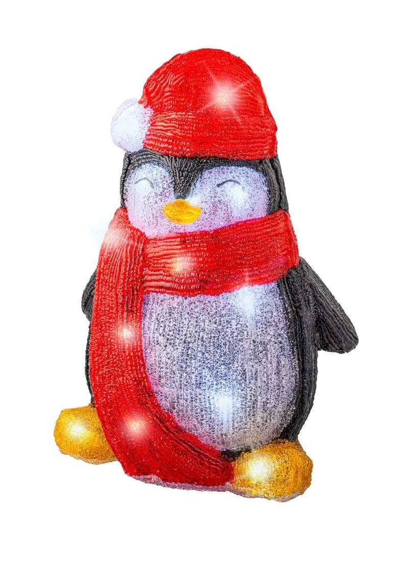 kerstdecoratie verlicht kerstfiguur pinguïn