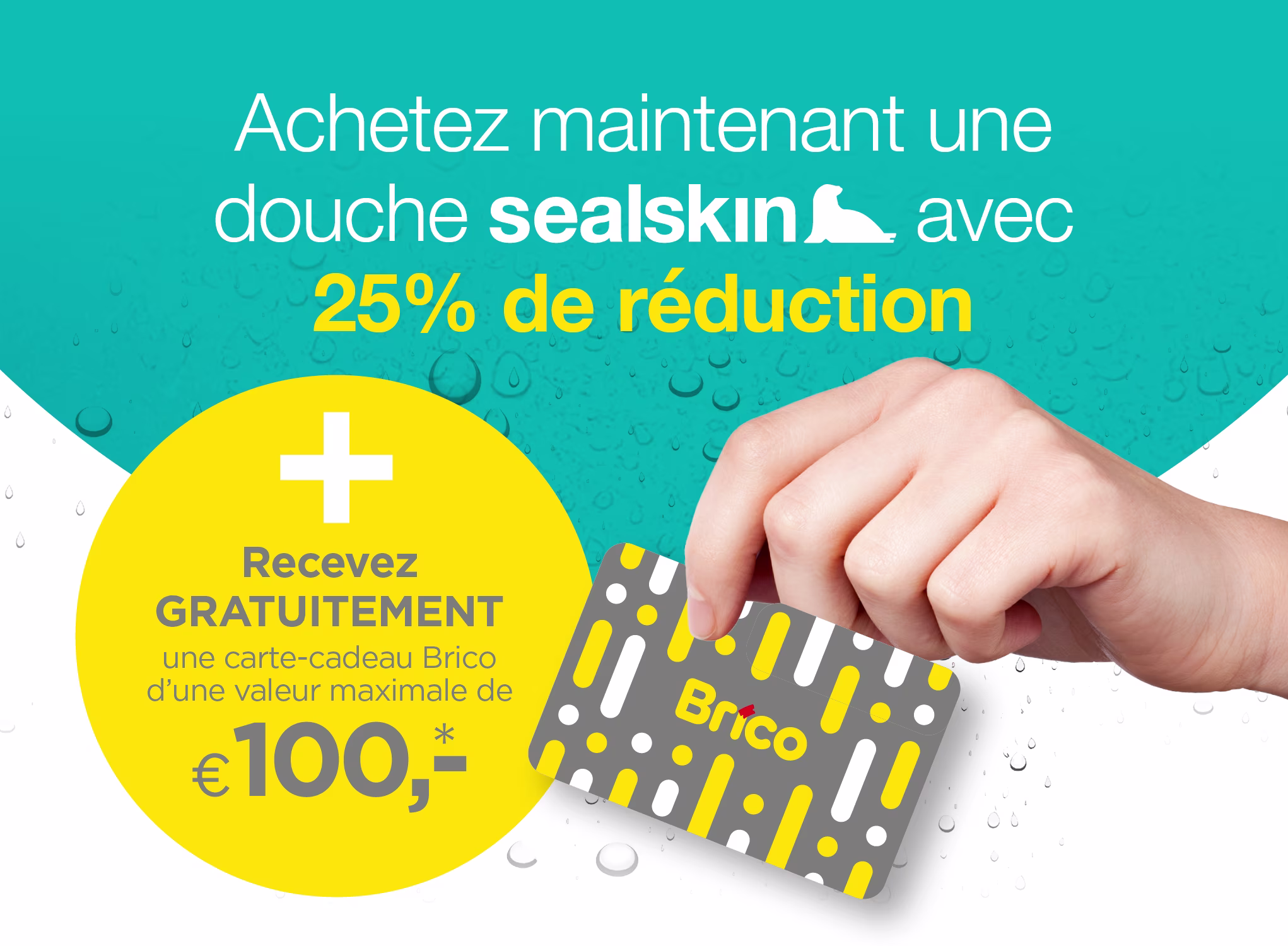 25% de remise sur toutes les parois et portes de douche Sealskin