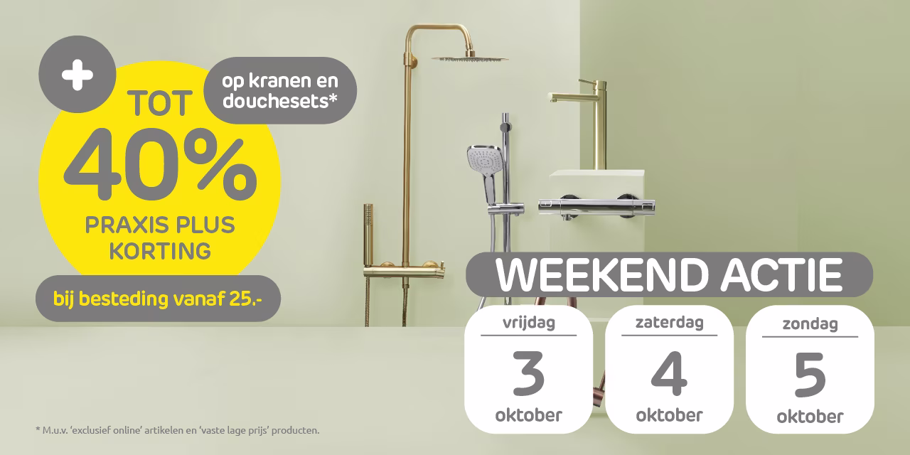 Weekendactie korting op kranen en douchesets