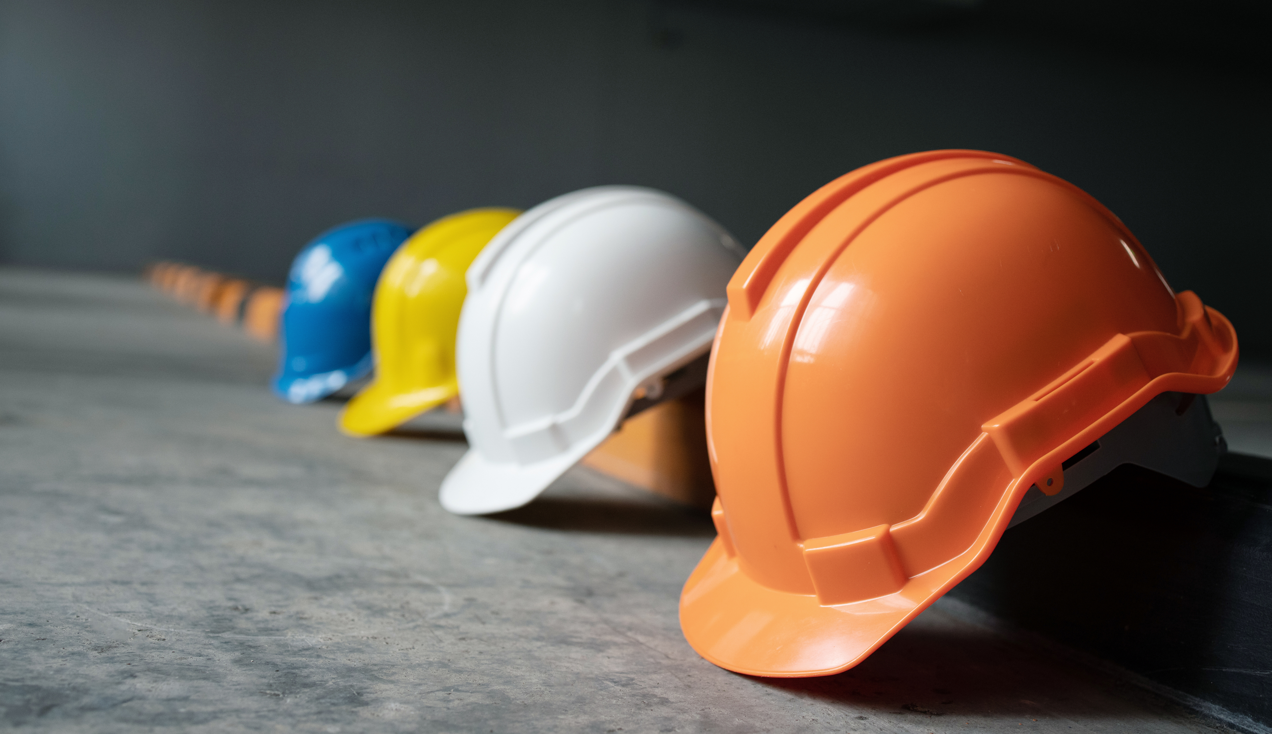 Stock image of hard hats