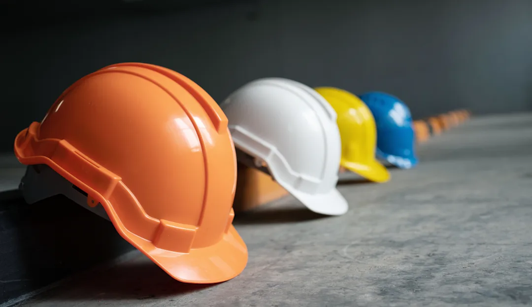 Stock image of hard hats Stock image of hard hats