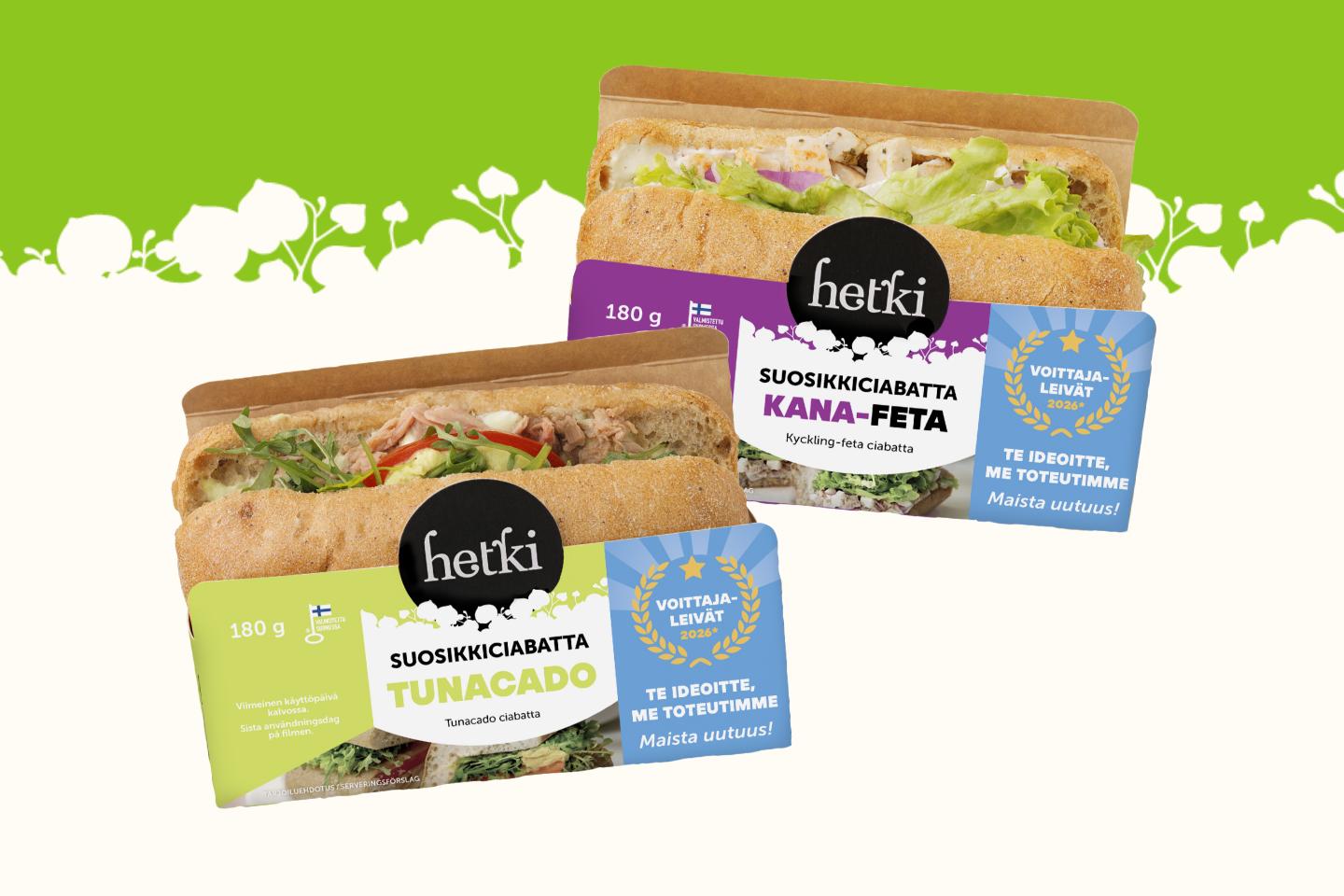 Kaksi Hetki-suosikkiciabattaa: Tunacado ja Kana-Feta