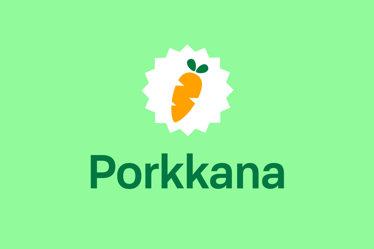 Teksti Porkkana ja pyöreän muodon sisällä oleva porkkanaikoni.