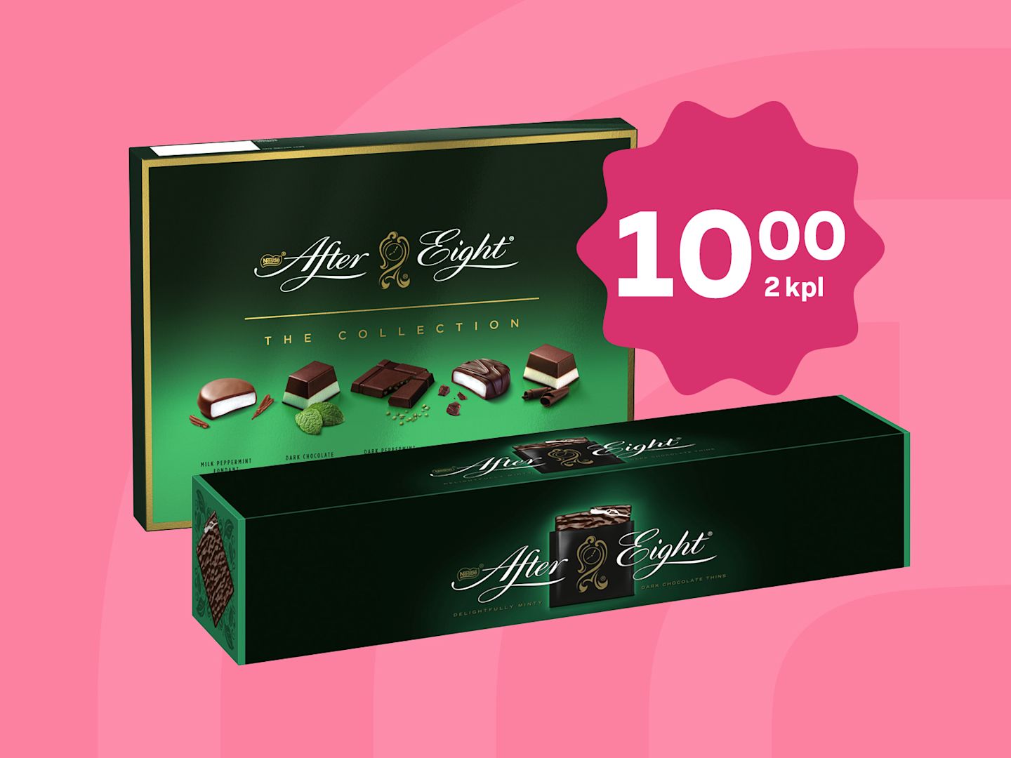 After Eight -suklaarasiat: 2 kpl = 10 €