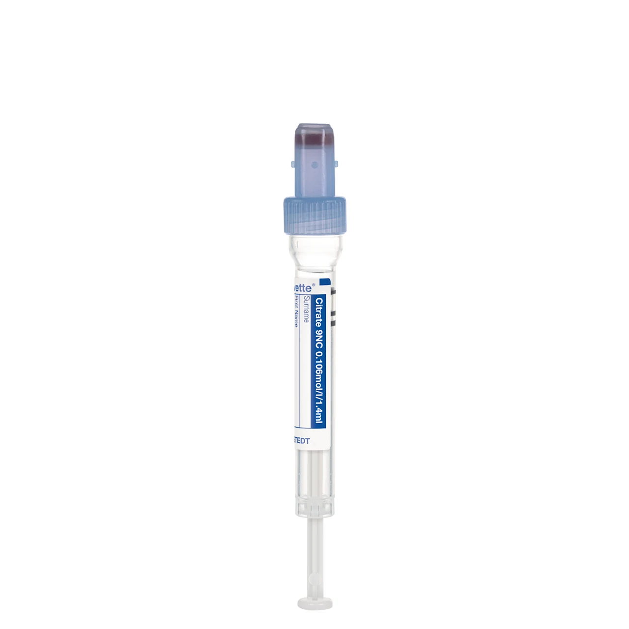 S-Monovette® クエン酸塩 9NC 0.106 mol/l 3.2, 1,4 ml, キャップ 青, (LxØ)： 66 x 8 mm, プラスチックラベル付き