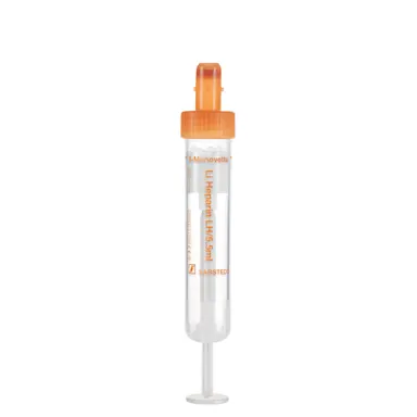 S-Monovette® Lithium heparin LH, 5.5 ml, cap orange, (LxØ): 75 x 15 mm, with plastic label