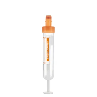 S-Monovette® Lithium heparin LH, 5.5 ml, cap orange, (LxØ): 75 x 15 mm, with paper label