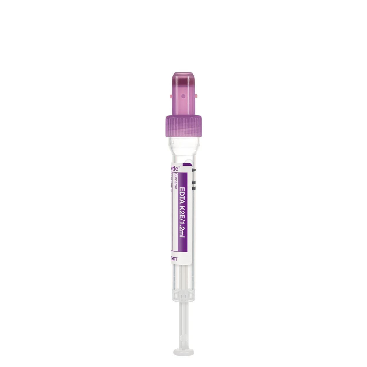 S-Monovette® EDTA K2E, 1,2 ml, キャップ 紫, (LxØ)： 66 x 8 mm, プラスチックラベル付き