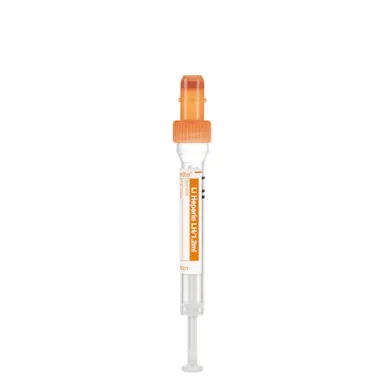S-Monovette® Lithium heparin LH, 1.2 ml, cap orange, (LxØ): 66 x 8 mm, with plastic label