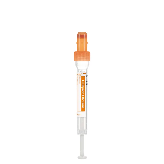 S-Monovette® Lithium heparin LH, 1.2 ml, cap orange, (LxØ): 66 x 8 mm, with plastic label