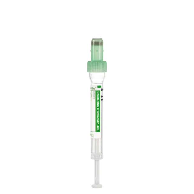 S-Monovette® Citrat 9NC 0.106 mol/l 3,2%, 1,4 ml, Verschluss grün, (LxØ): 66 x 8 mm, mit Kunststoffetikett