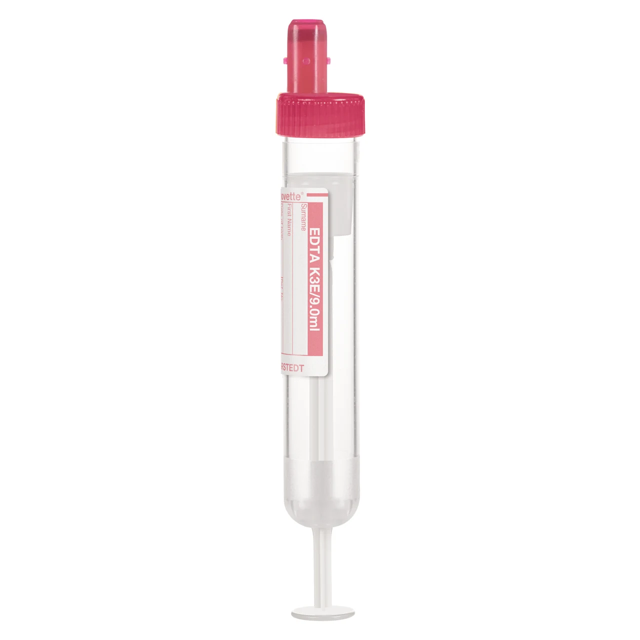 S-Monovette® EDTA K3E, 9 ml, キャップ 赤, (LxØ)： 92 x 16 mm, 紙ラベル付き