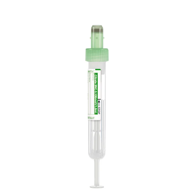 S-Monovette® Citrat 9NC 0.106 mol/l 3,2%, 1,8 ml, Verschluss grün, (LxØ): 75 x 13 mm, mit Papieretikett