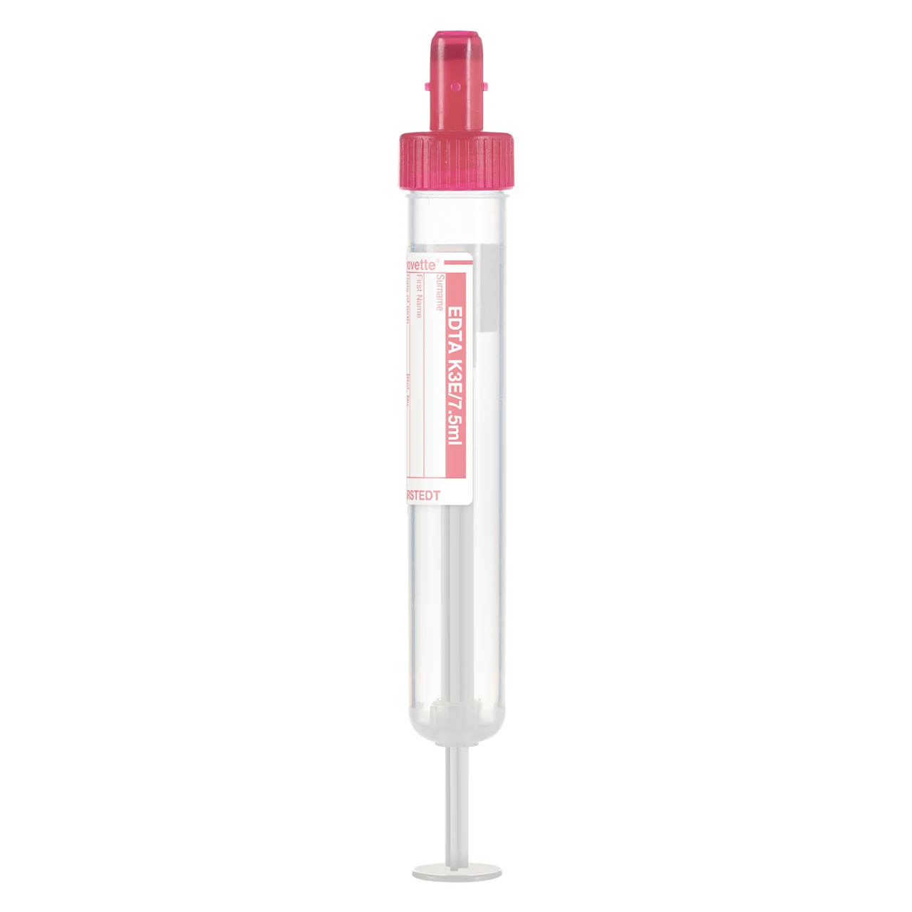 S-Monovette® EDTA K3E, 7,5 ml, キャップ 赤, (LxØ)： 92 x 15 mm, 紙ラベル付き