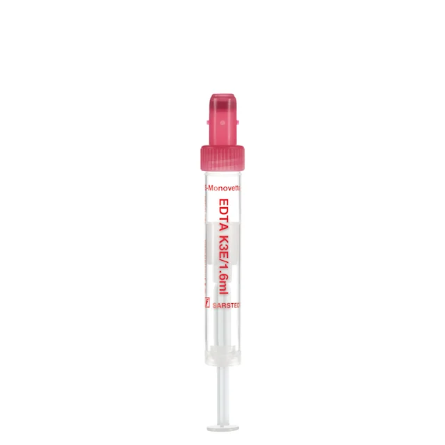 S-Monovette® EDTA K3E, 1.6 ml, cap red, (LxØ): 66 x 11 mm, with plastic label