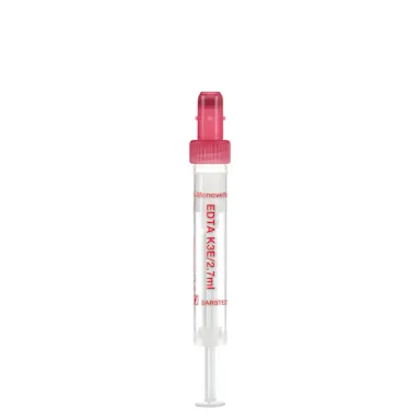 S-Monovette® EDTA K3E, 2.7 ml, cap red, (LxØ): 66 x 11 mm, with plastic label
