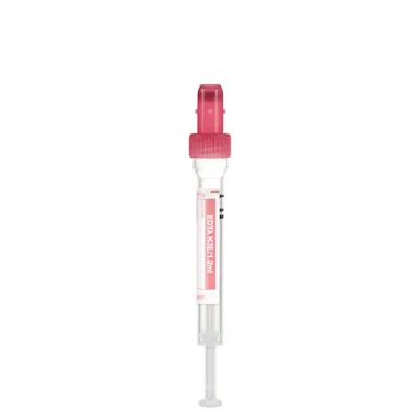 S-Monovette® EDTA K3E, 1.2 ml, cap red, (LxØ): 66 x 8 mm, with plastic label