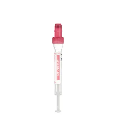 S-Monovette® EDTA K3E, 1.2 ml, cap red, (LxØ): 66 x 8 mm, with plastic label