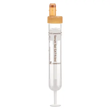 S-Monovette® Serum Gel CAT, 9 ml, cap brown, (LxØ): 92 x 16 mm, with plastic label