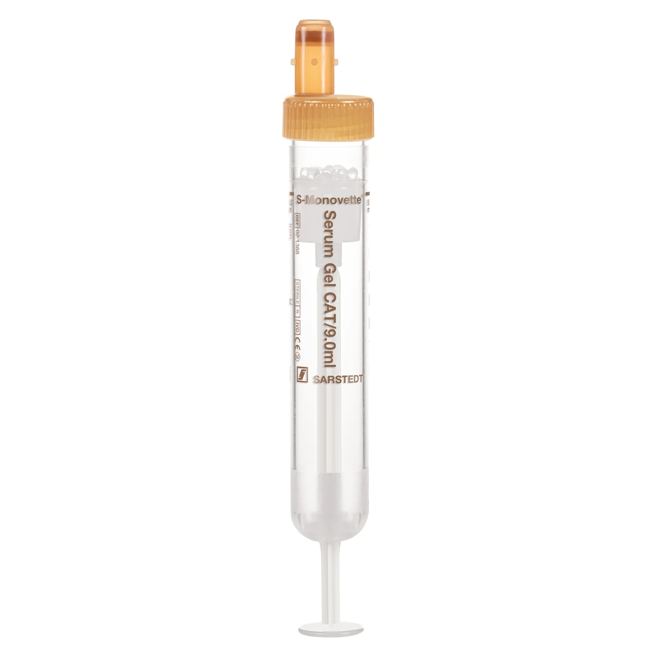 S-Monovette® 血清ゲルCAT, 9 ml, キャップ 茶, (LxØ)： 92 x 16 mm, プラスチックラベル付き