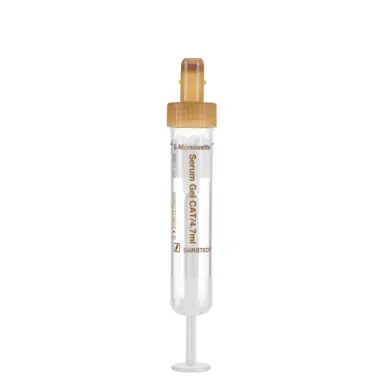 S-Monovette® Serum Gel CAT, 4.7 ml, cap brown, (LxØ): 75 x 15 mm, with plastic label