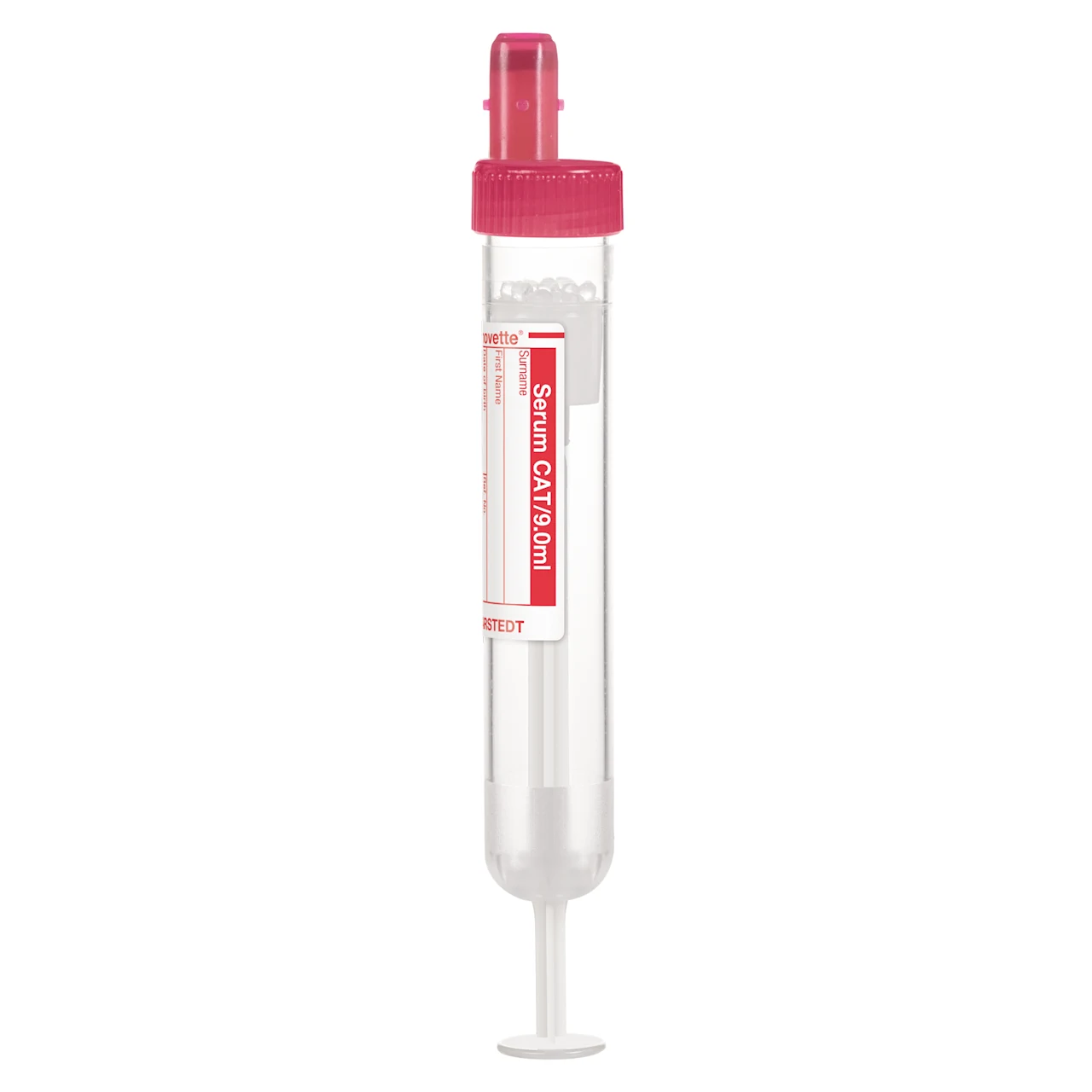 S-Monovette® 血清 - CAT, 9 ml, キャップ 赤, (LxØ)： 92 x 16 mm, 紙ラベル付き
