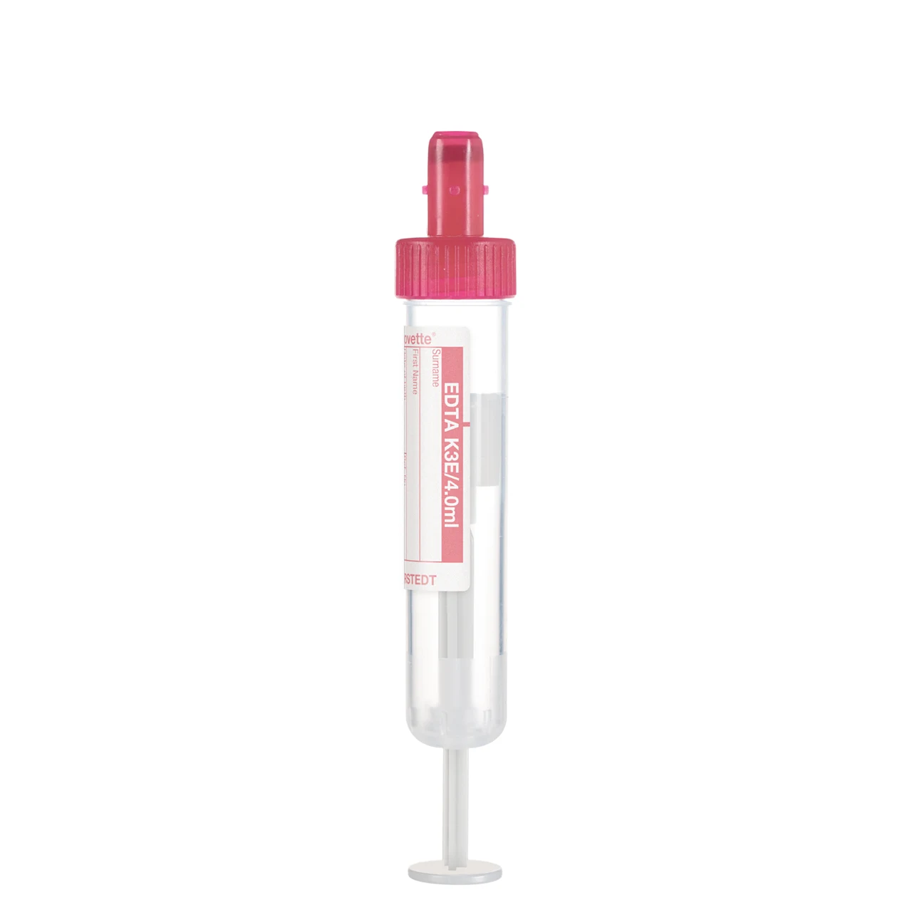 S-Monovette® EDTA K3E, 4 ml, キャップ 赤, (LxØ)： 75 x 15 mm, 紙ラベル付き