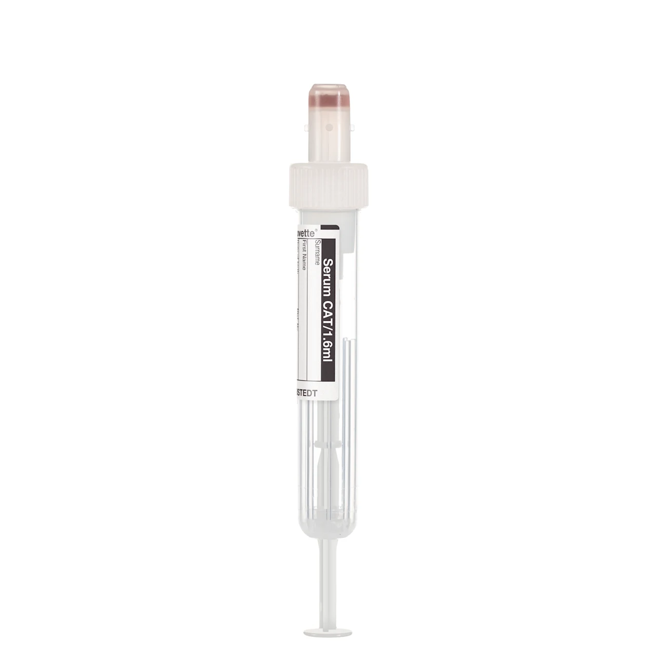 S-Monovette® 血清 - CAT, 1,6 ml, キャップ 白, (LxØ)： 75 x 13 mm, 紙ラベル付き